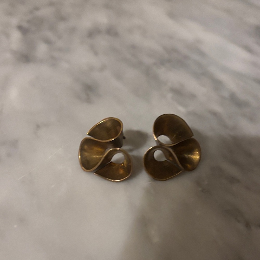 Anthropologie Gold Sculptural Earrings